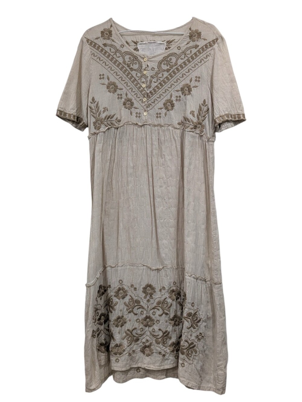 Johnny Was 3J Workshop Beige floral dress Size S